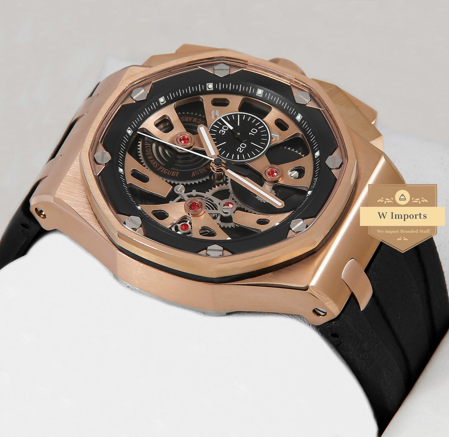 Latest Collection Chronograph Rose Gold Case With Black Rubber Strap