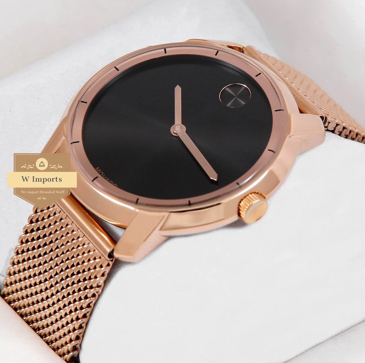Latest Collection Rose Gold With Black Dial & Mesh Magnetic Bracelet