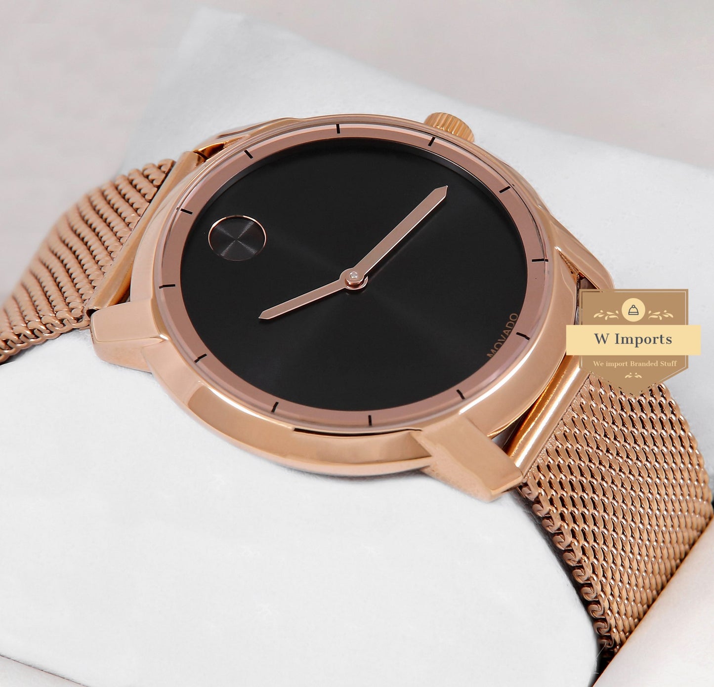 Latest Collection Rose Gold With Black Dial & Mesh Magnetic Bracelet