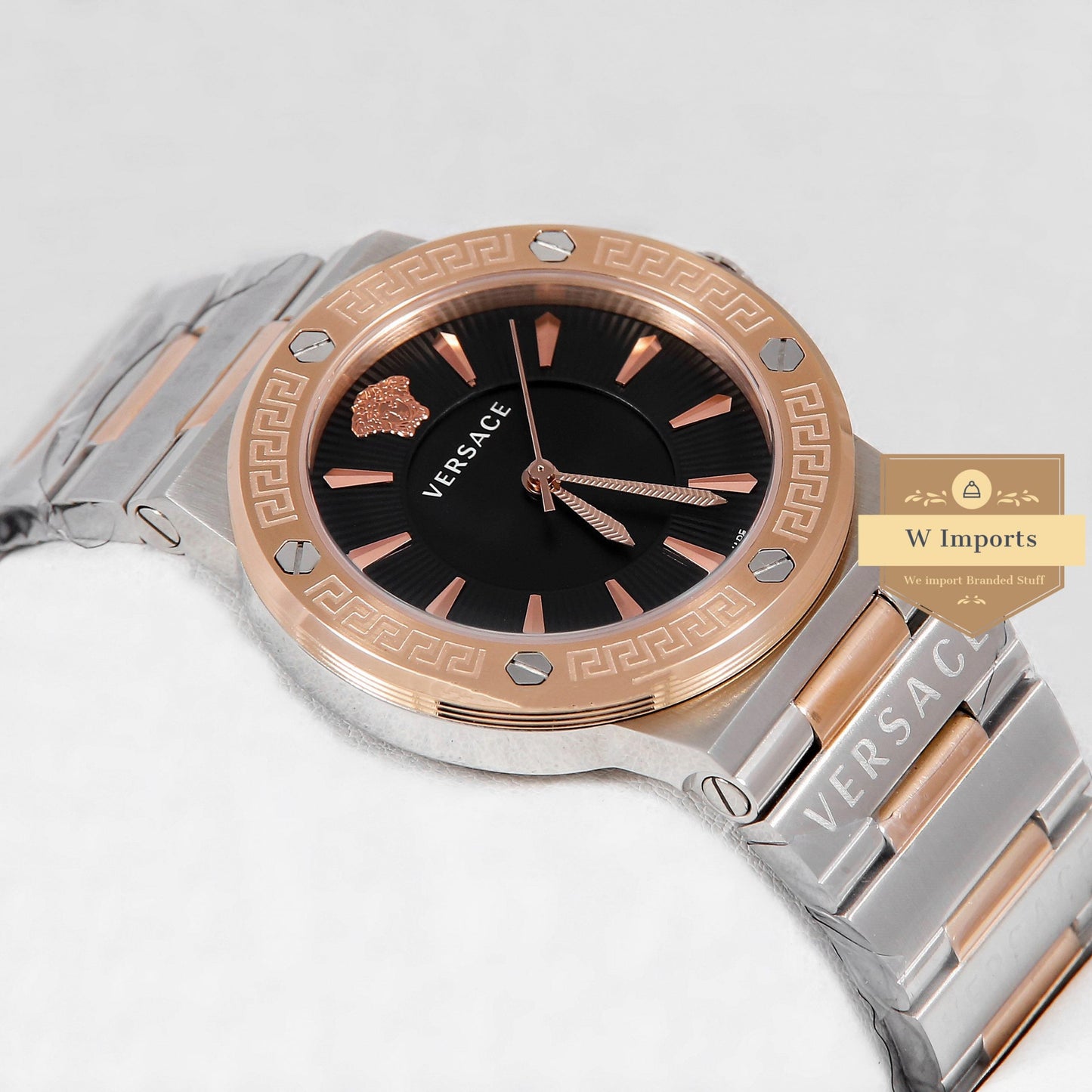 Latest Collection Two Tone Rose Gold With Black Dial Ladies Watch