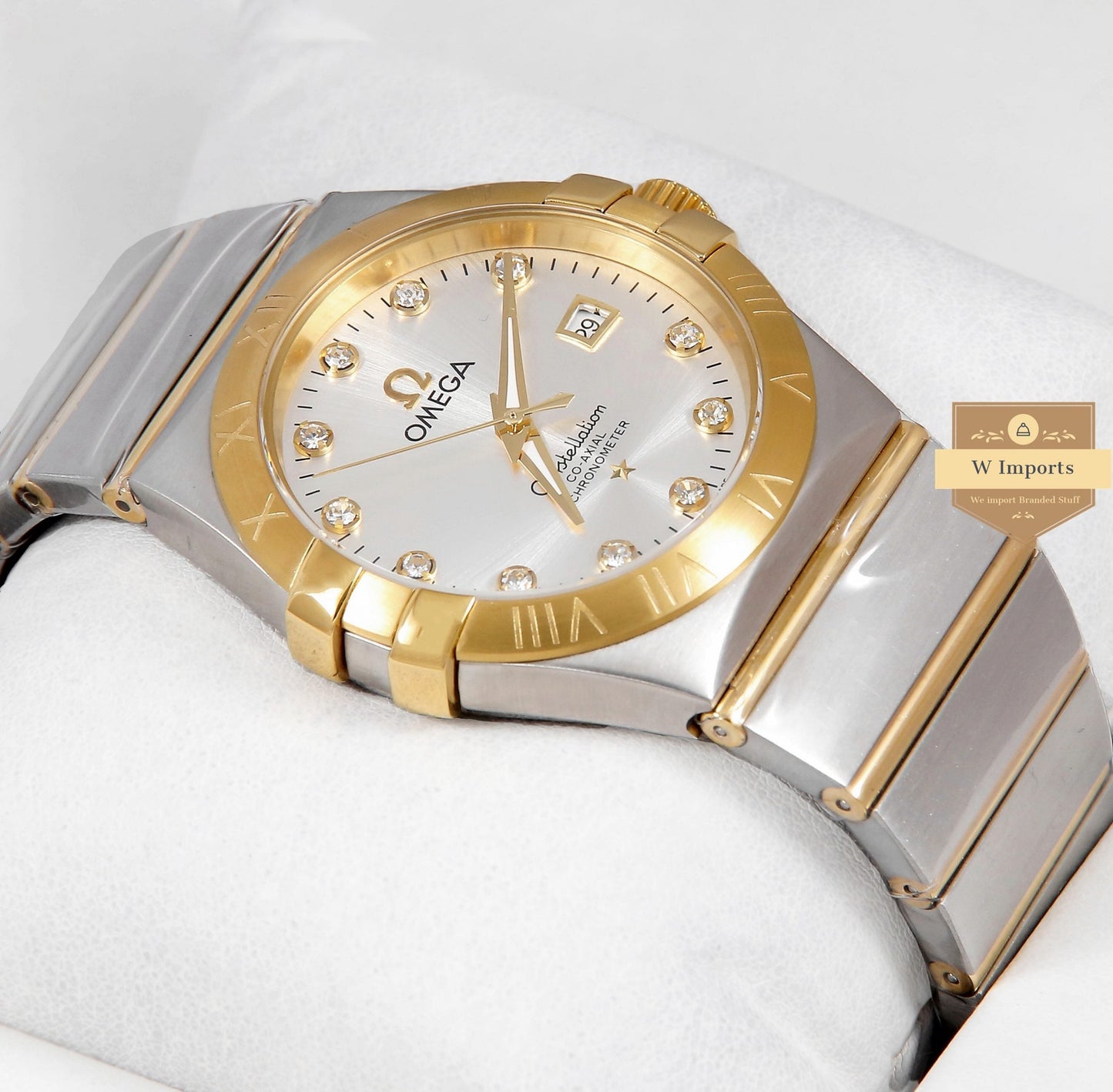 Latest Collection Two Tone Yellow Gold With Silver Dial & Stone Figure