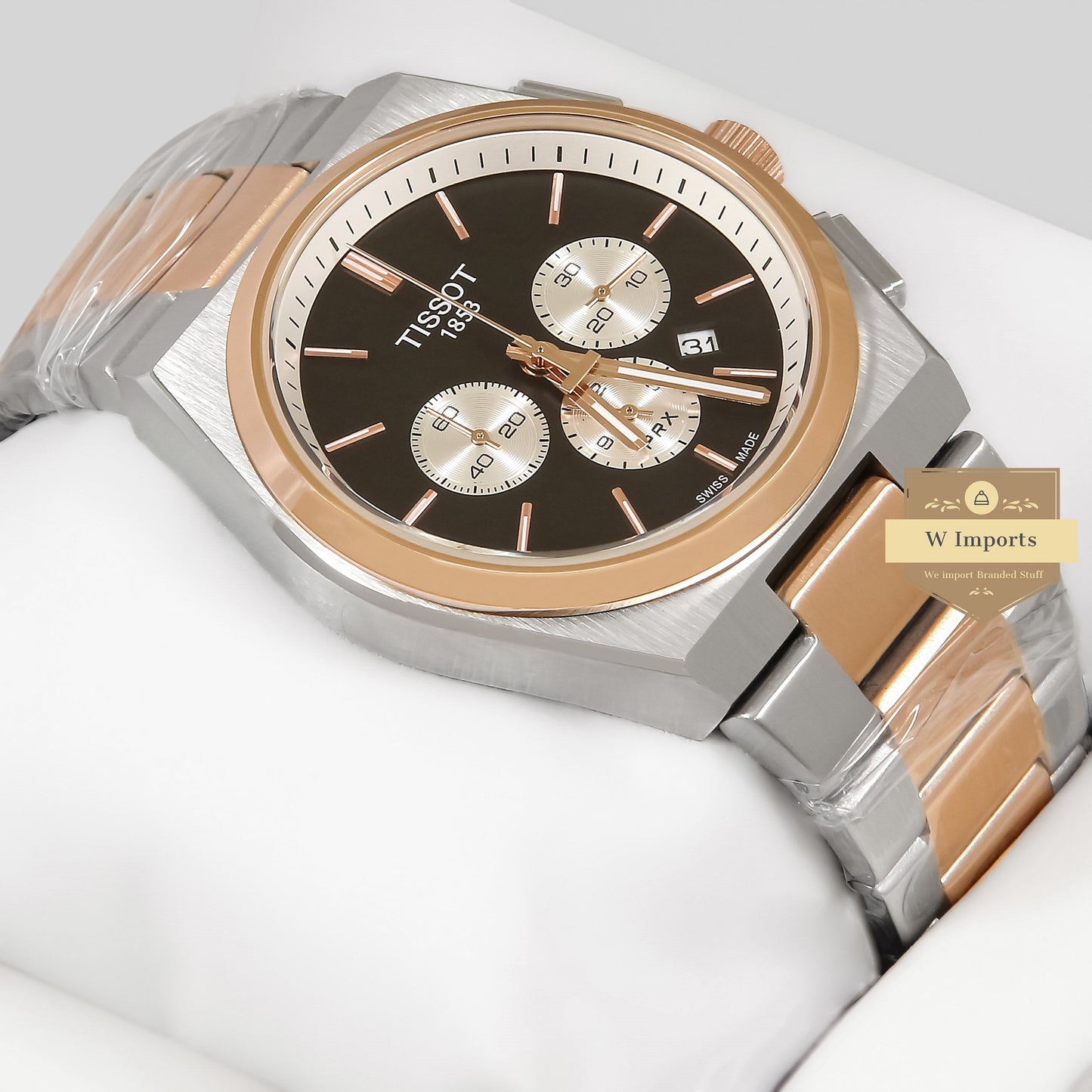 LATEST COLLECTION PRX CHRONOGRAPH TWO TONE ROSE GOLD WITH BLACK DIAL WATCH