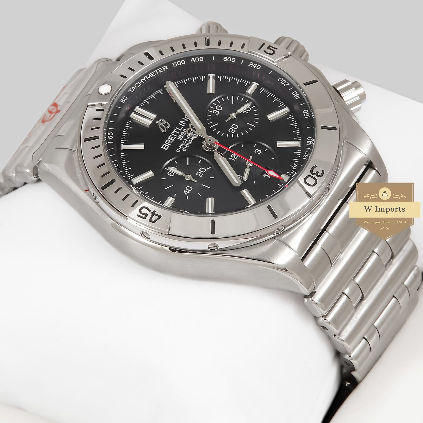 LATEST COLLECTION CHRONOGRAPH SILVER WITH BLACK DIAL CHAIN WATCH
