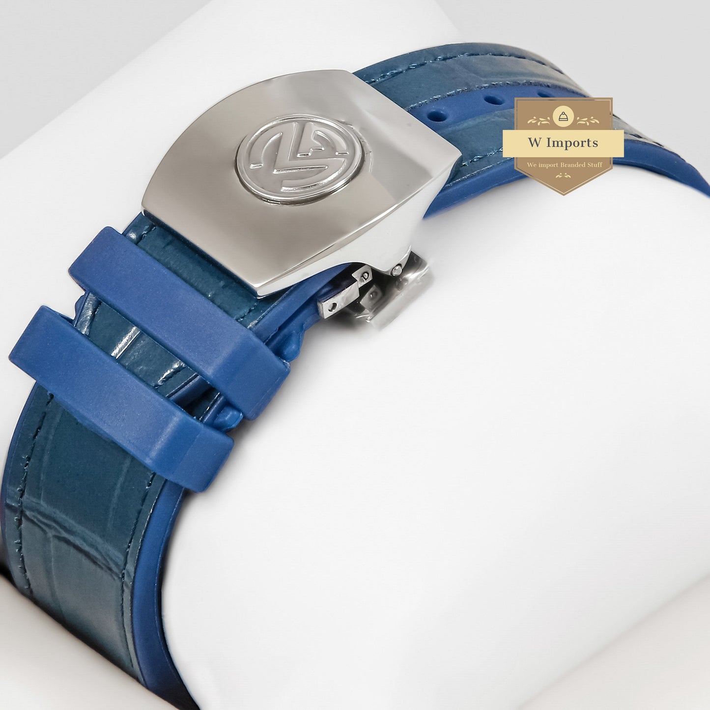 LATEST COLLECTION SILVER STONE CASE WITH BLUE DIAL AND PVC STRAP