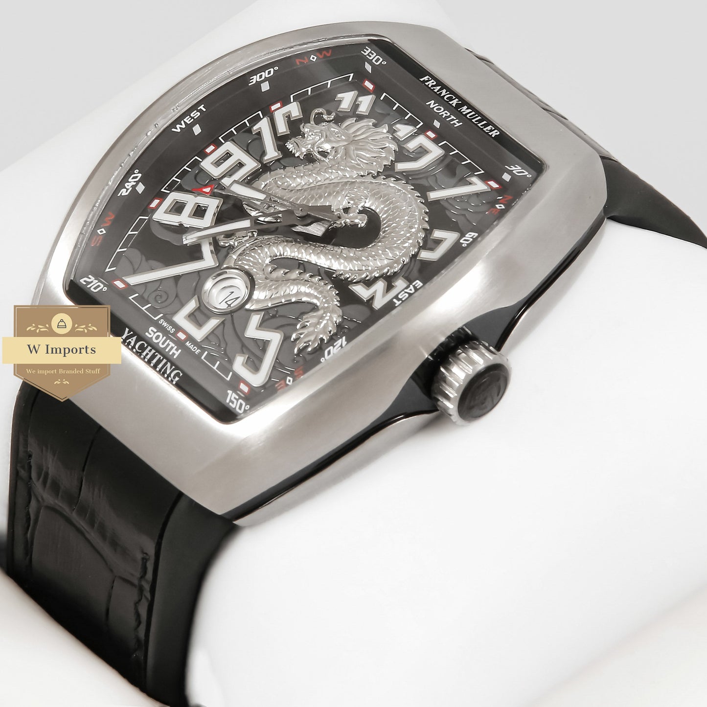 LATEST COLLECTION DRAGON DIAL SILVER CASE WITH BLACK PVC STRAP