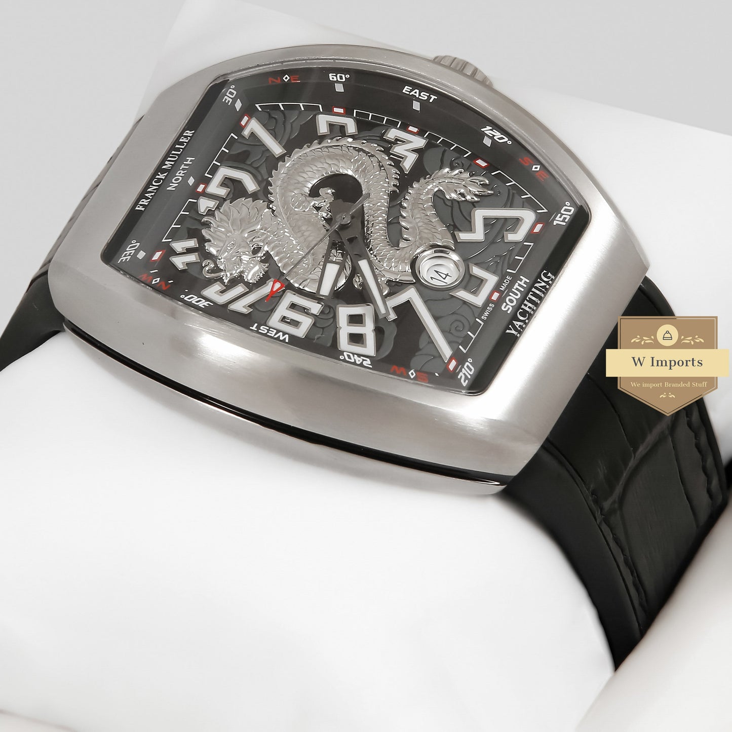 LATEST COLLECTION DRAGON DIAL SILVER CASE WITH BLACK PVC STRAP