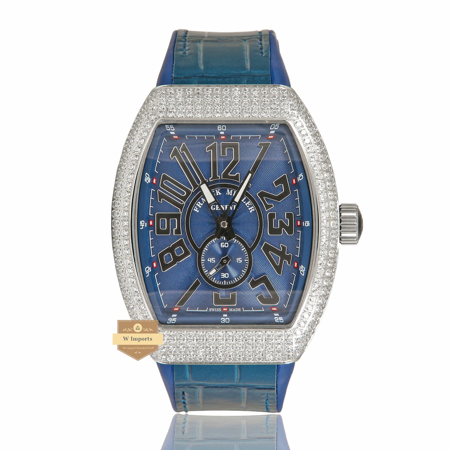 LATEST COLLECTION SILVER STONE CASE WITH BLUE DIAL AND PVC STRAP