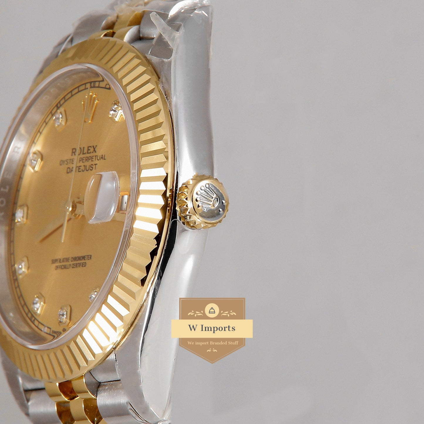 Latest Collection 41 Two Tone Yellow Gold With Dial & Stone Figure Automatic Watch EW Made