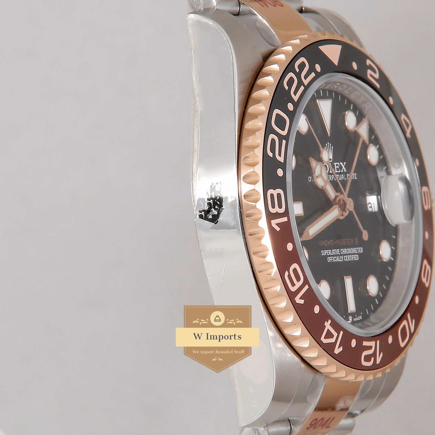 Latest Collection GMT 40 Two Tone Rose Gold With Black Dial & Root Beer Bezel Automatic Watch EW Made
