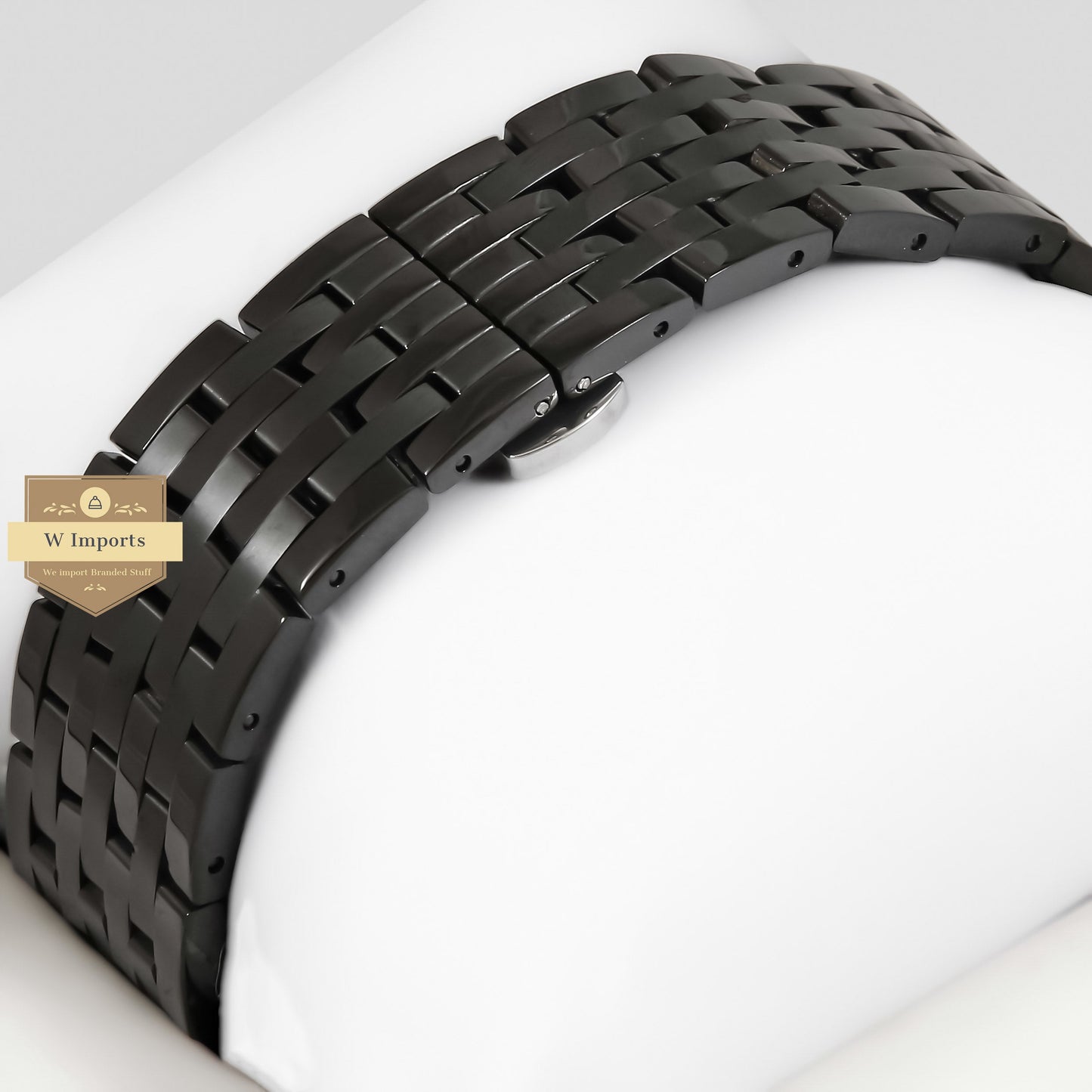 LATEST COLLECTION ALL BLACK WITH DIAL AND YELLOW GOLD INDEX CHAIN WATCH