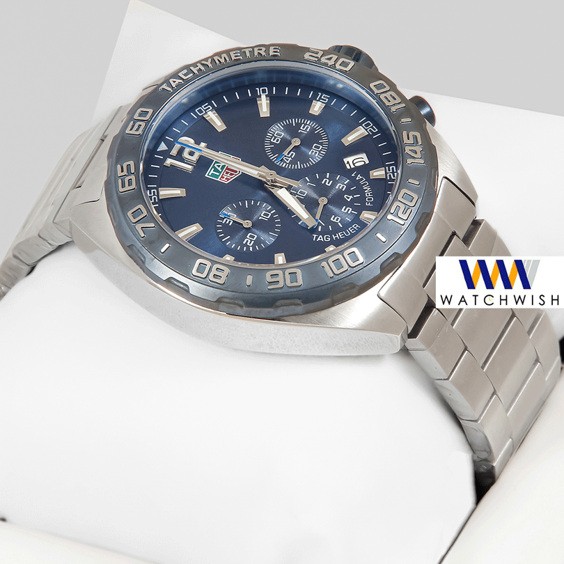 Latest Collection Chronograph Silver With Blue Dial And Bezel