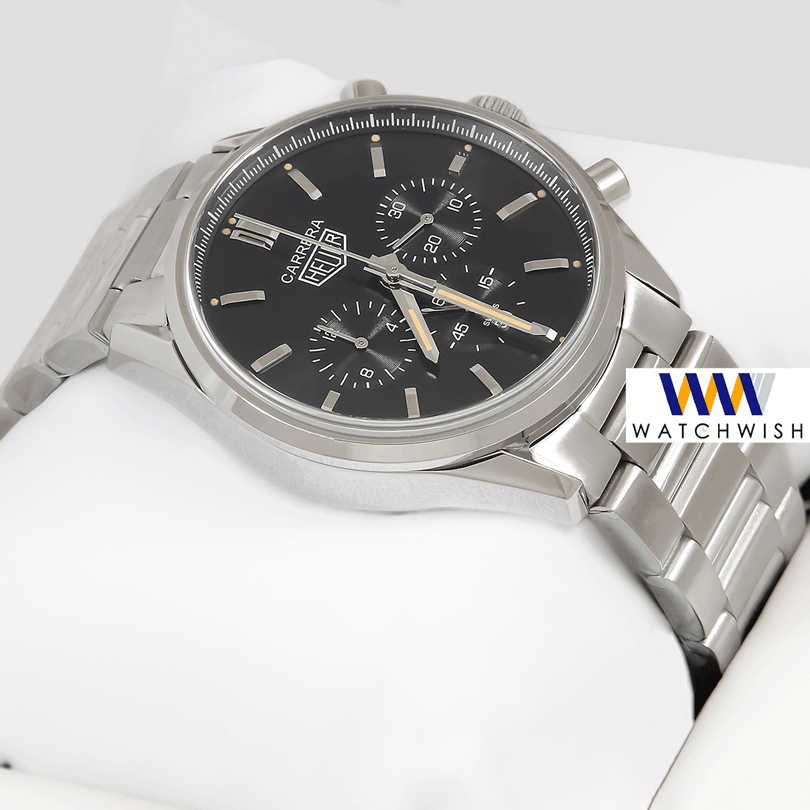 Latest Collection Chronograph Silver With Black Dial Chain Watch