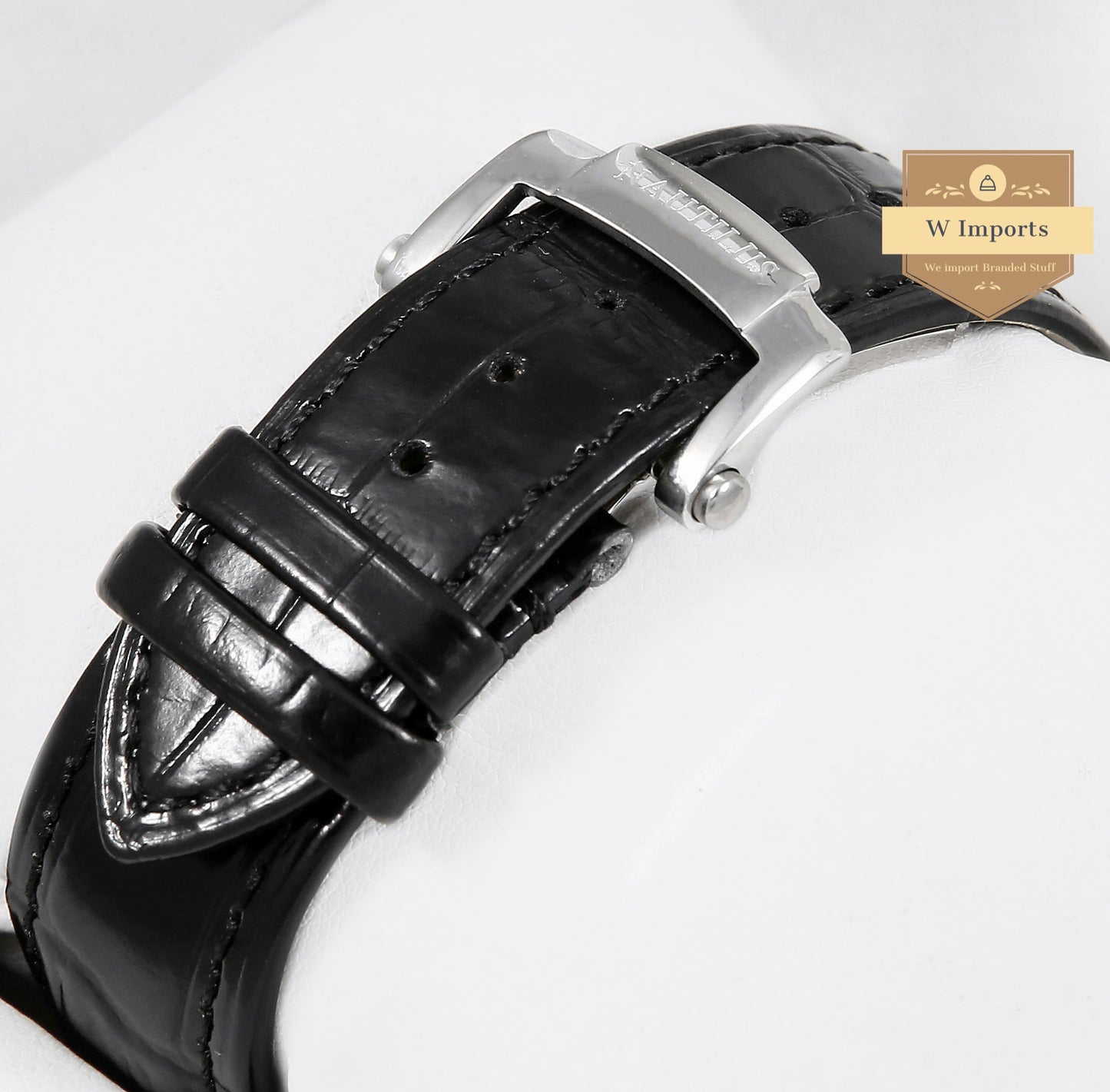 Latest Collection Silver Case With Black Dial & Leather Strap