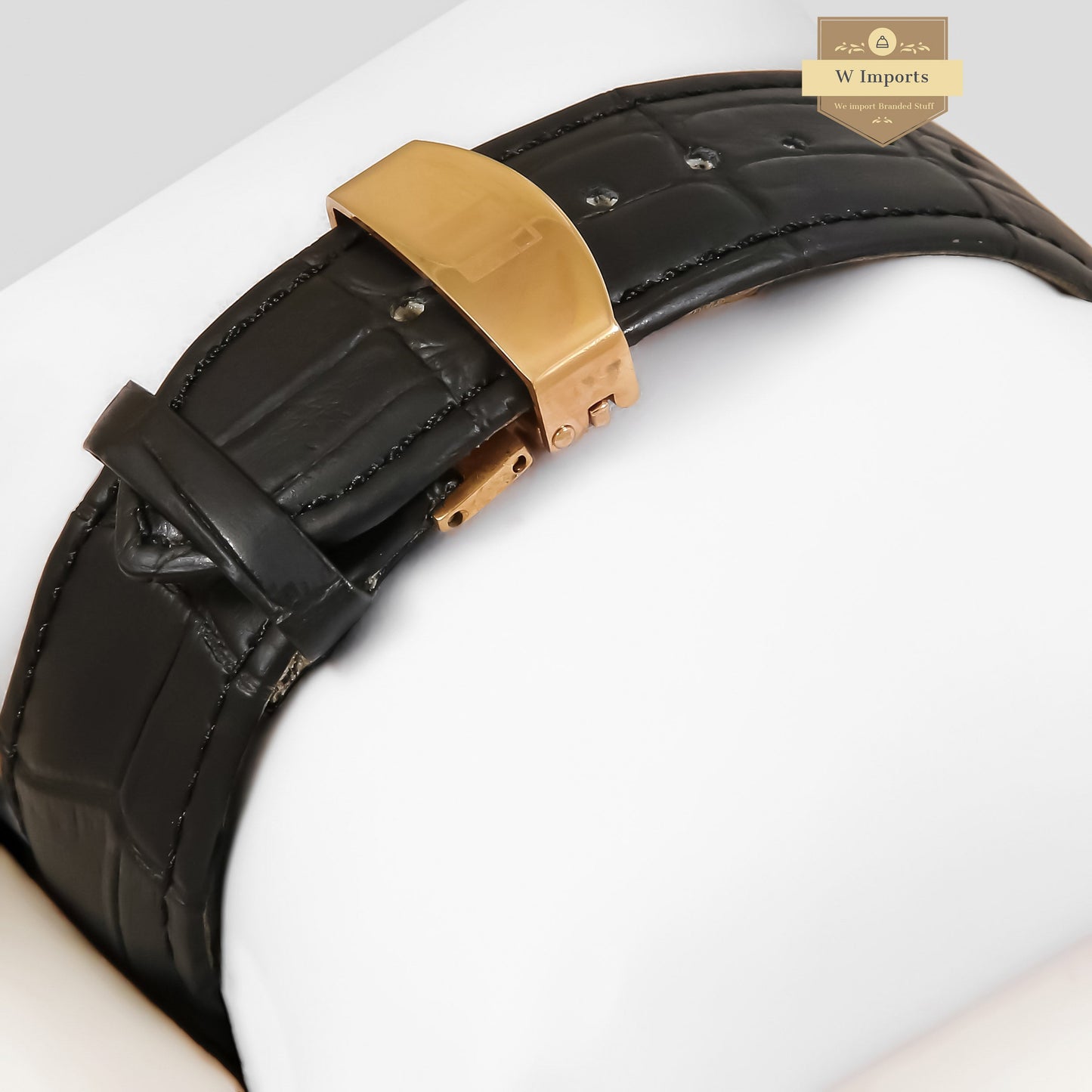 LATEST COLLECTION ROSE GOLD CASE WITH BLACK DIAL & LEATHER STRAP