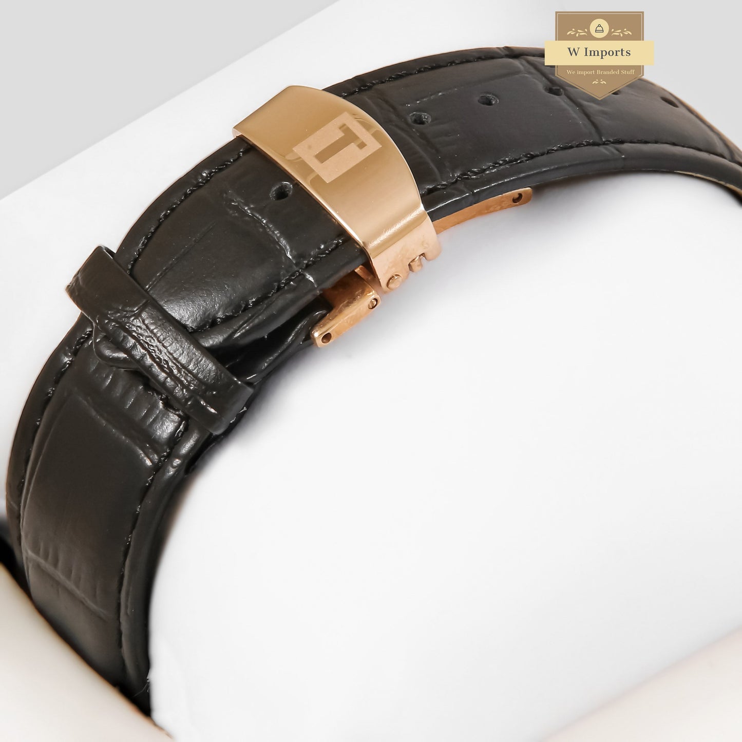 LATEST COLLECTION ROSE GOLD CASE WITH BLACK DIAL & LEATHER STRAP