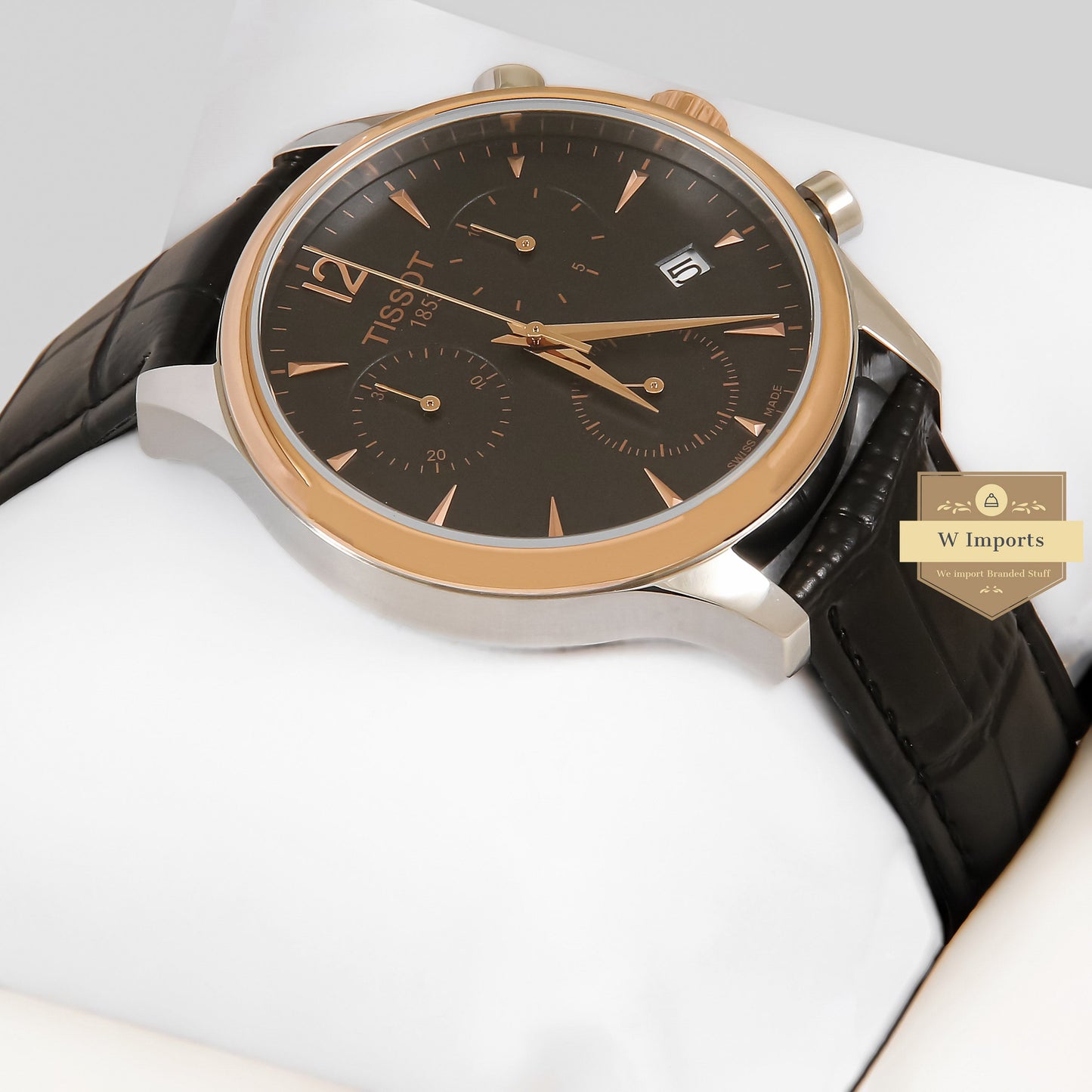 LATEST COLLECTION SILVER CASE WITH BLACK DIAL & LEATHER STRAP