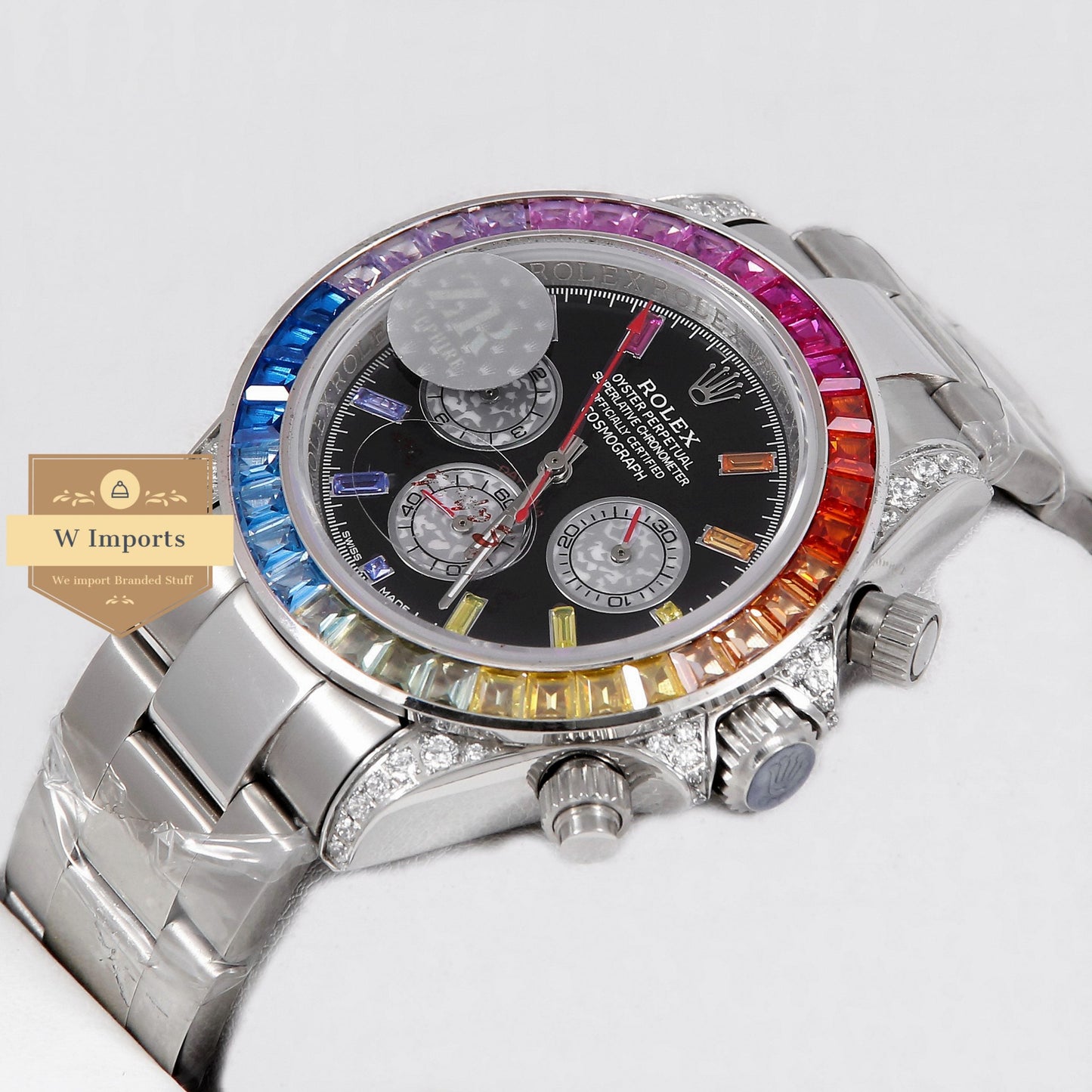 Latest Collection Chronograph 40 Rainbow Edition Silver With Black Dial ZR Factory