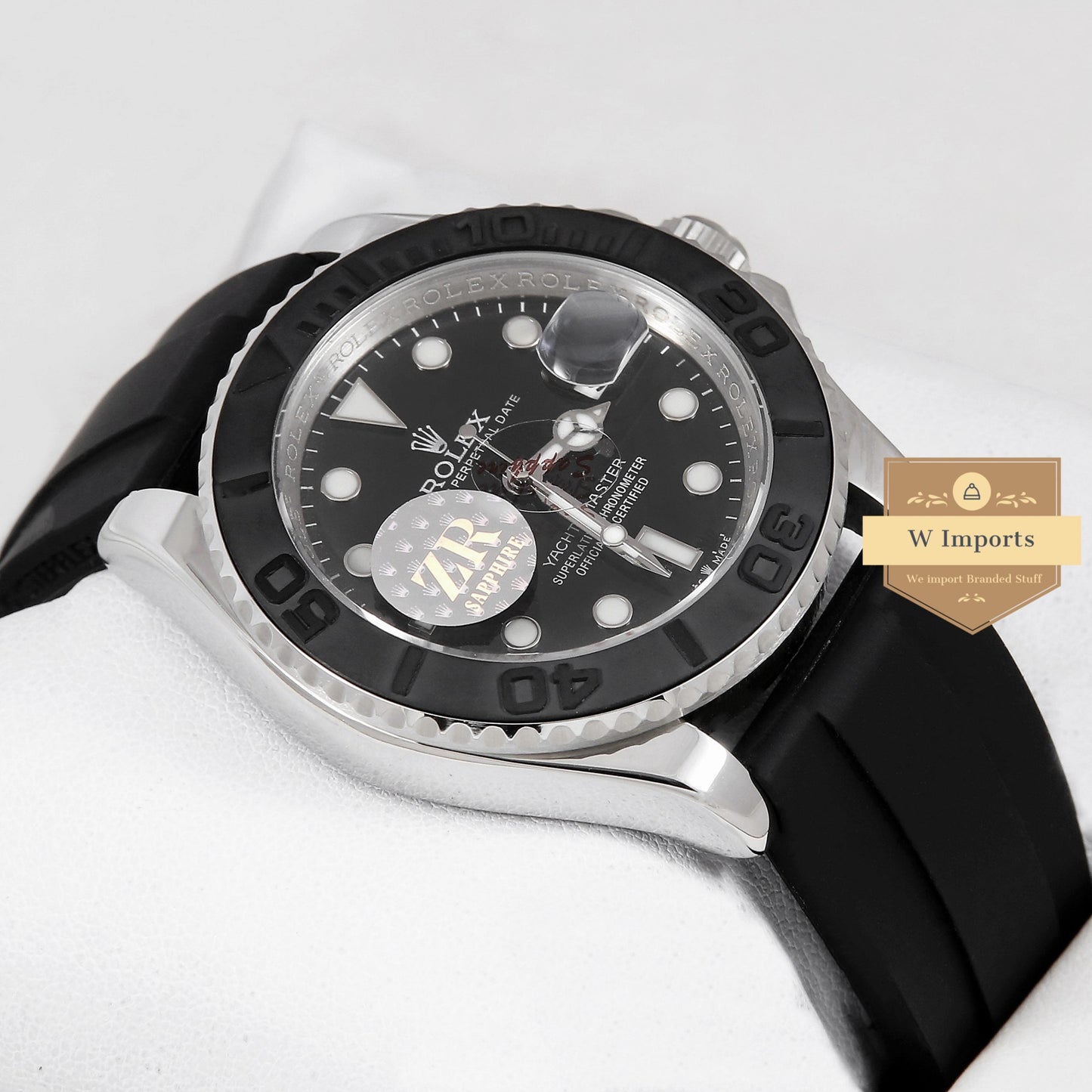 Latest Collection 42 Silver & Black Case With Black Dial & PVC Rubber Strap Automatic Watch ZR Factory
