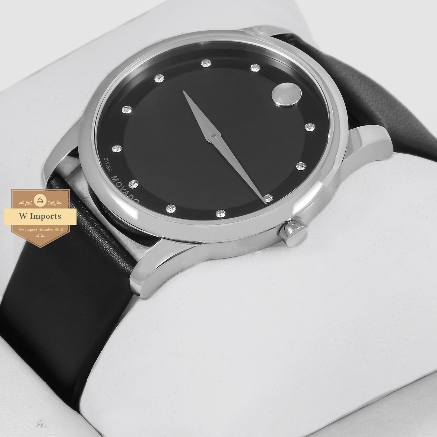 Latest Collection Silver With Black Dial & Leather Strap For Men