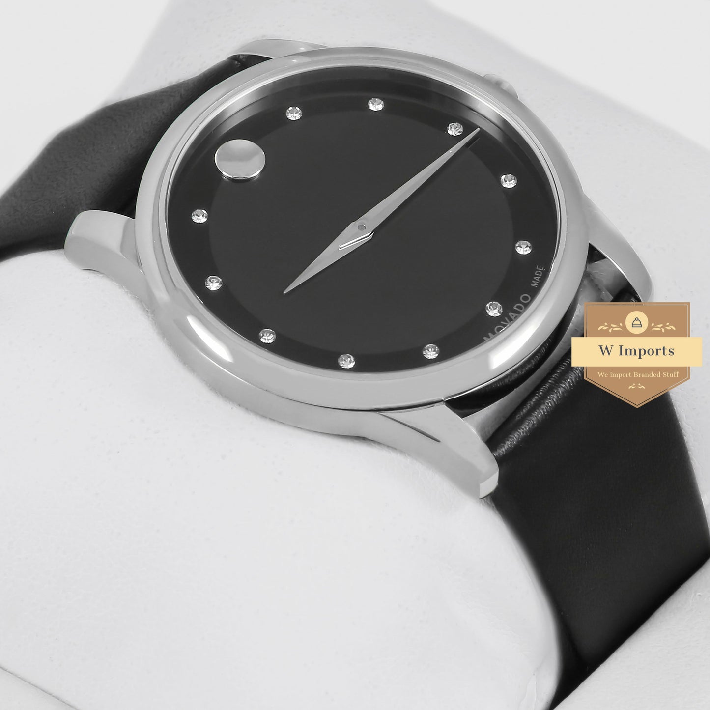 Latest Collection Silver With Black Dial & Leather Strap For Men