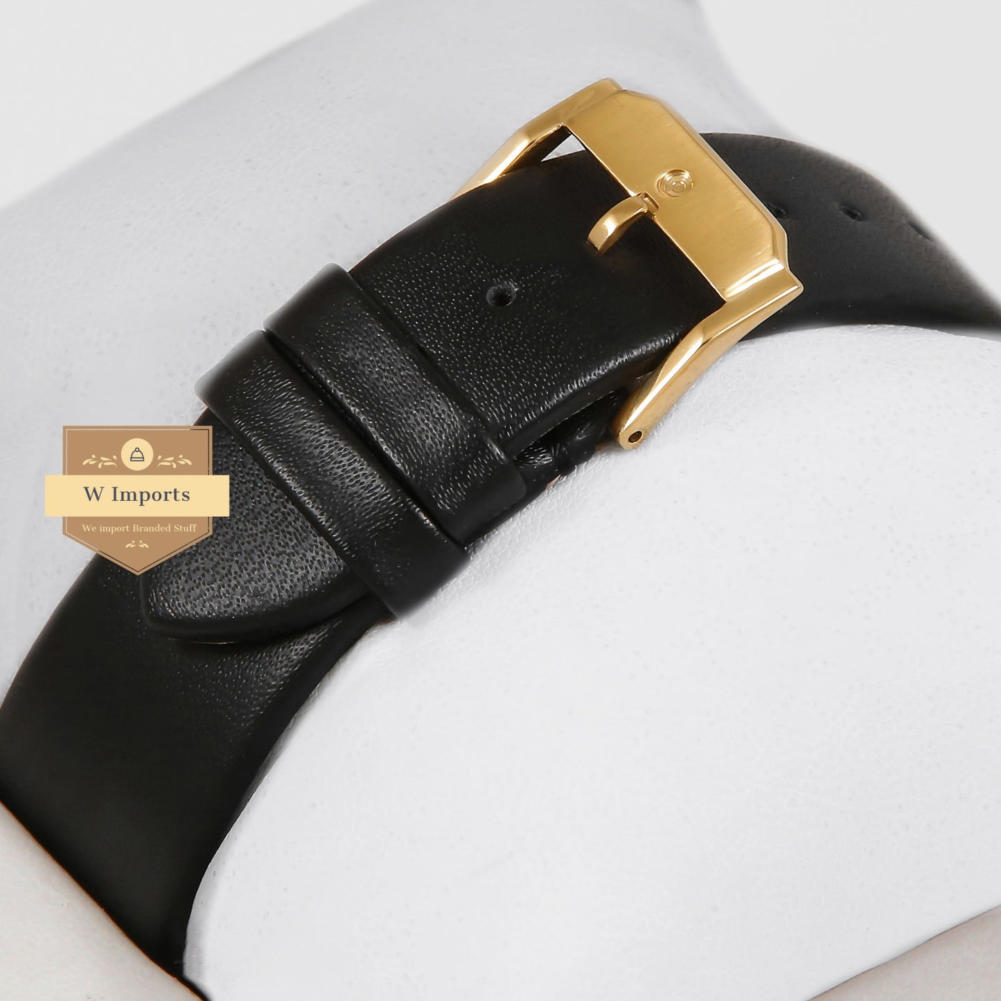 Latest Collection Yellow Gold With Black Inner Dotted Dial & Leather Strap