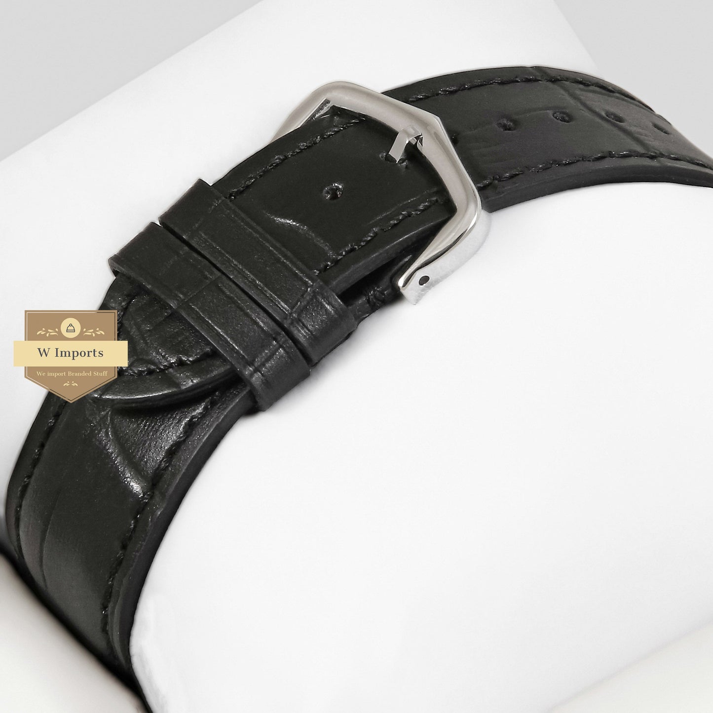 Latest Collection Silver Case With Yellow Gold Bezel & Black Leather Strap