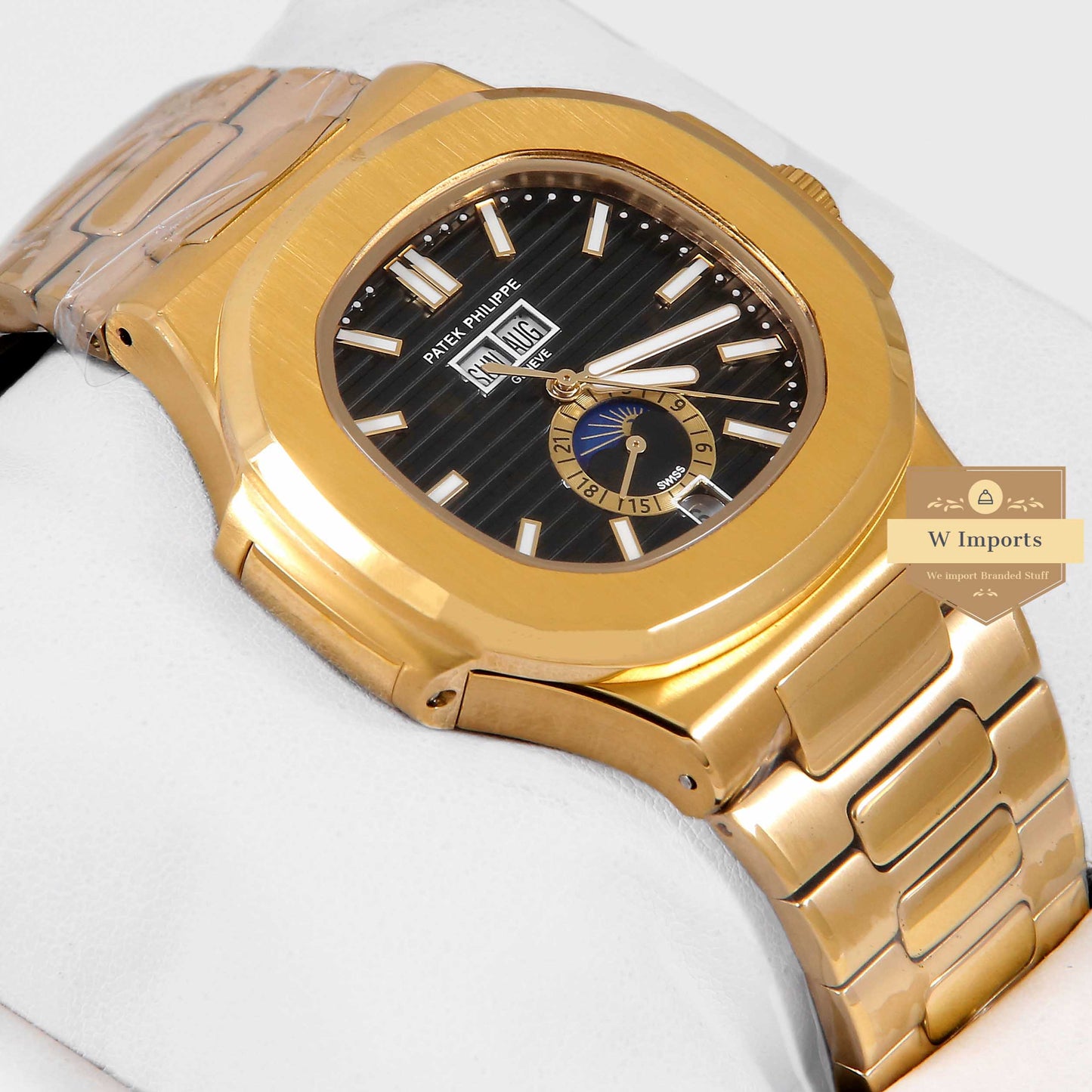 Latest Collection Annual Calendar Moon Phase Yellow Gold With Black Dial
