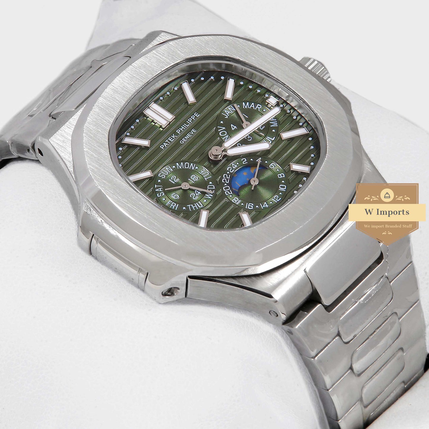 Latest Collection Moon Phase Silver With Green Dial Automatic Watch