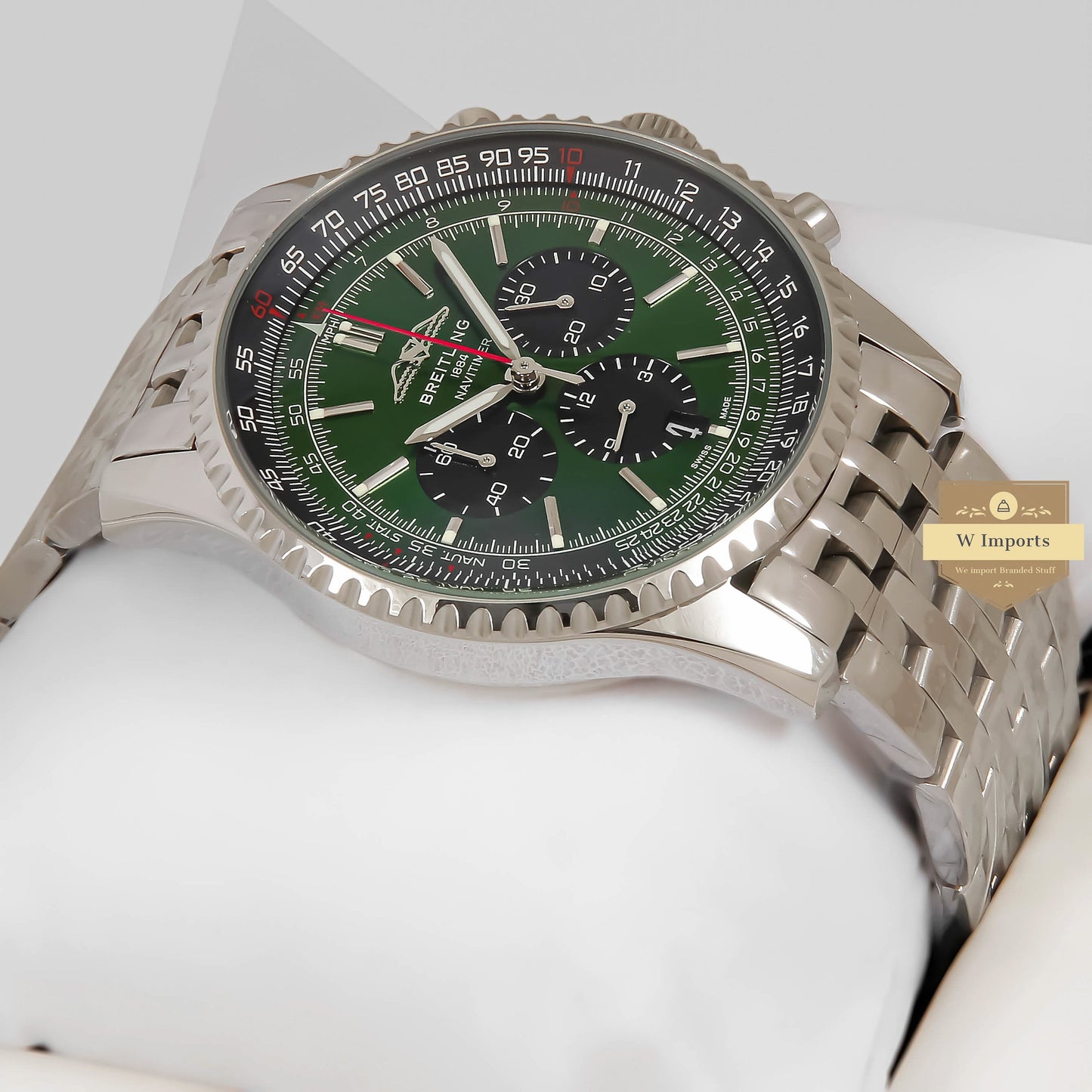 LATEST COLLECTION CHRONOGRAPH SILVER WITH GREEN DIAL CHAIN WATCH