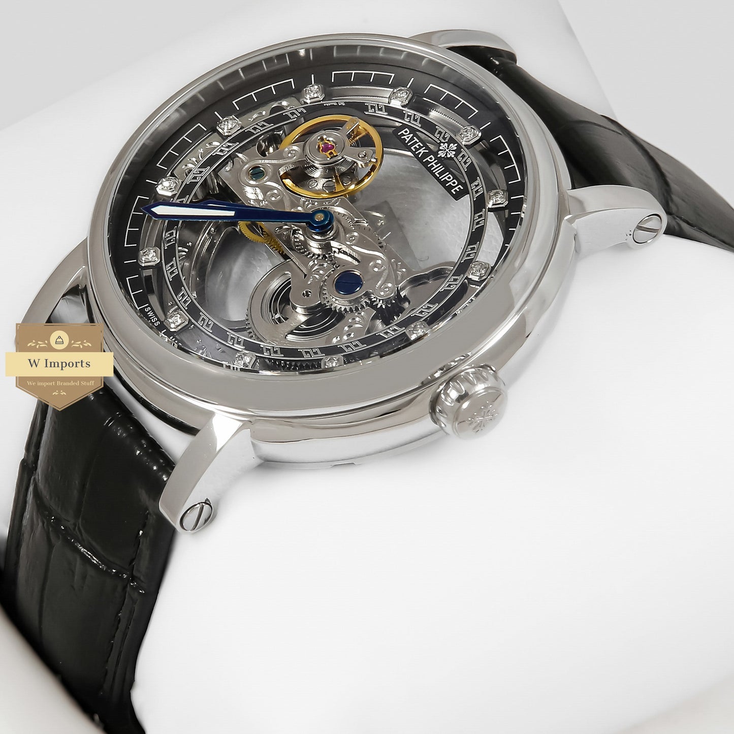 Latest Collection Transparent Skeleton Dial With Silver Case & Black Leather Strap For men