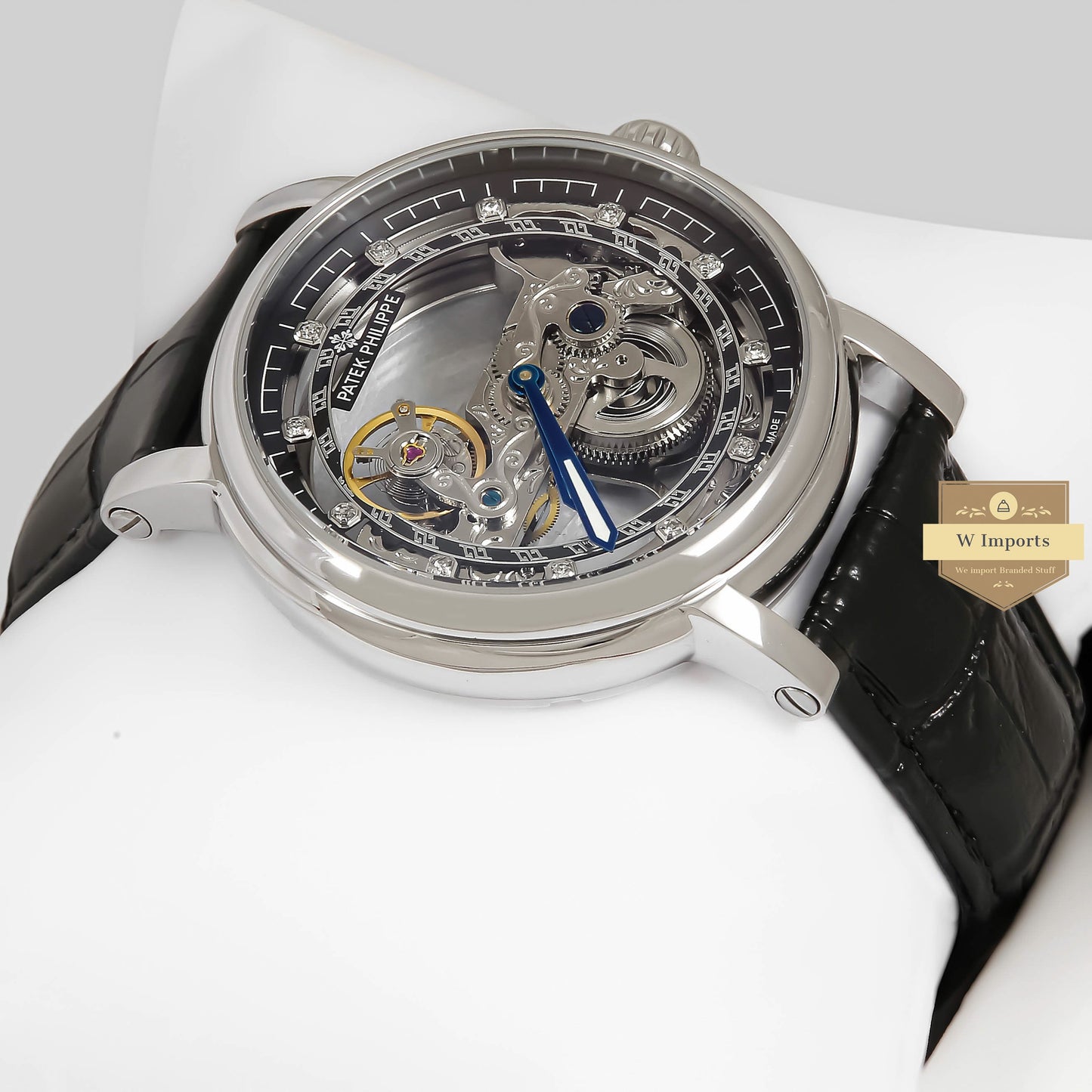 Latest Collection Transparent Skeleton Dial With Silver Case & Black Leather Strap For men