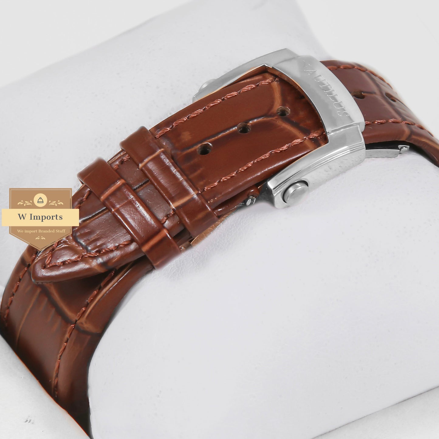 Latest Collection Annual Calendar Moon Phase Silver Stone Case With Brown Dial & Leather Strap