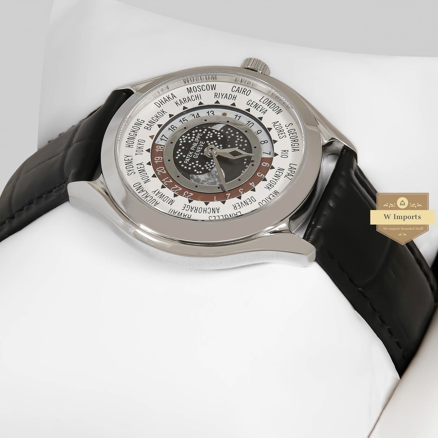 LATEST COLLECTION SILVER CASE WITH WHITE DIAL & BLACK LEATHER STRAP