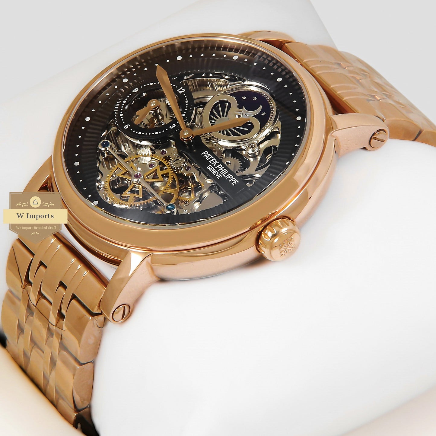 LATEST COLLECTION TOURBILLON ALL ROSE GOLD WITH BLACK SKELETON DIAL
