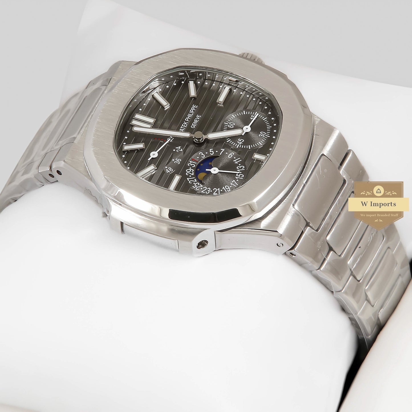 LATEST COLLECTION MOON PHASE SILVER WITH BLACK DIAL AUTOMATIC WATCH