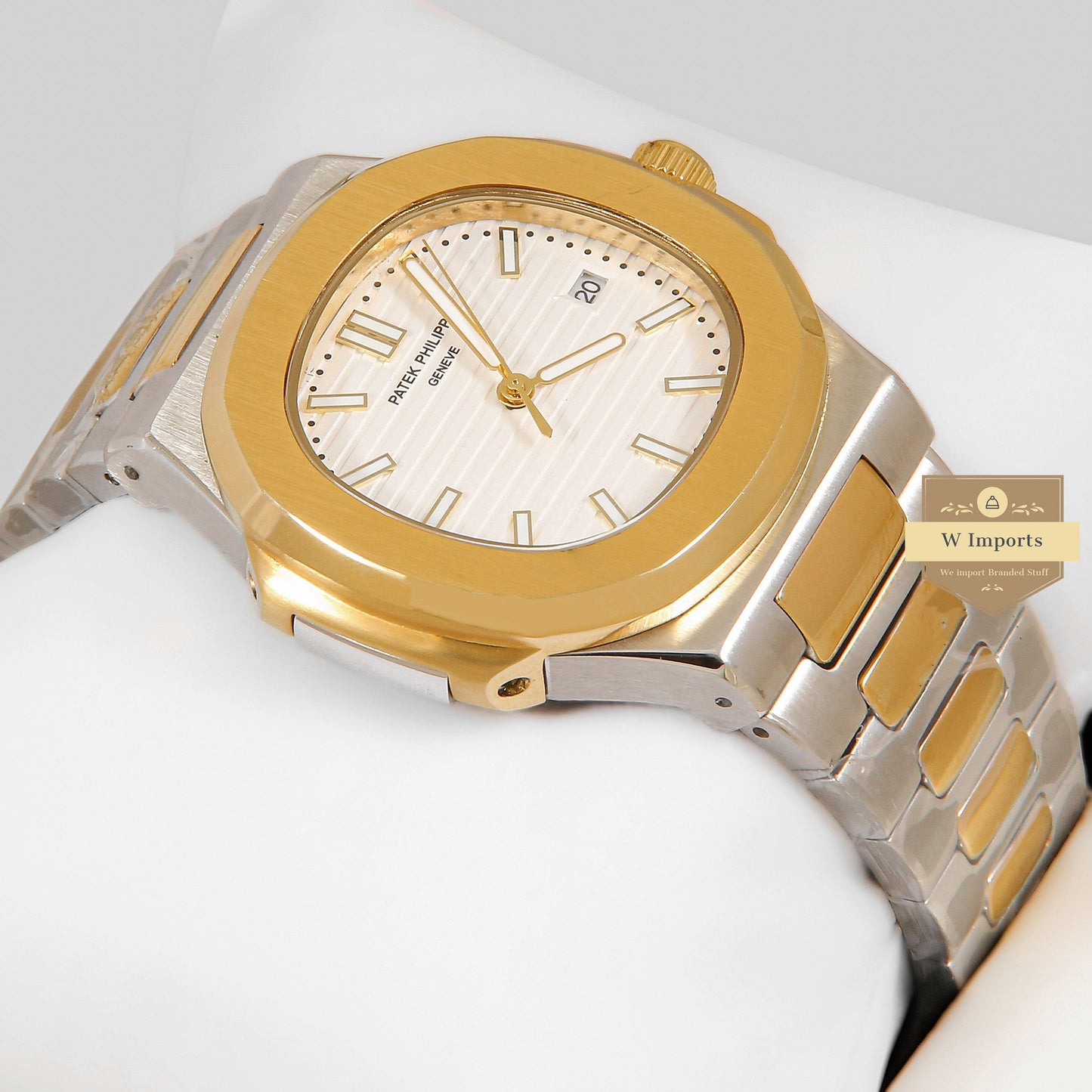LATEST COLLECTION TWO TONE YELLOW GOLD WITH WHITE DIAL AUTOMATIC WATCH