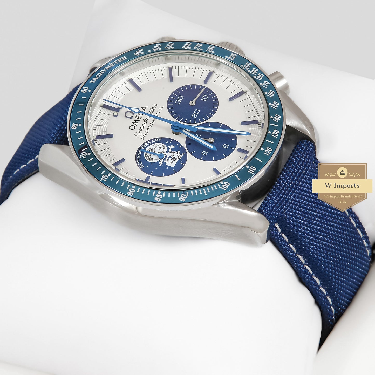 LATEST PREMIUM SILVER WITH WHITE DIAL AND BLUE VELVET STRAP