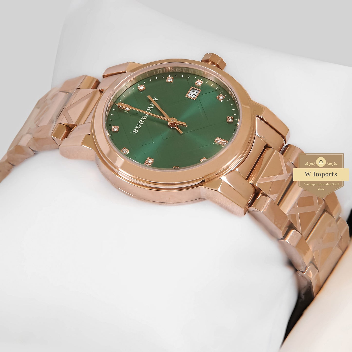 LATEST COLLECTION ROSE GOLD WITH GREEN DIAL & STONE FIGURE LADIES WATCH