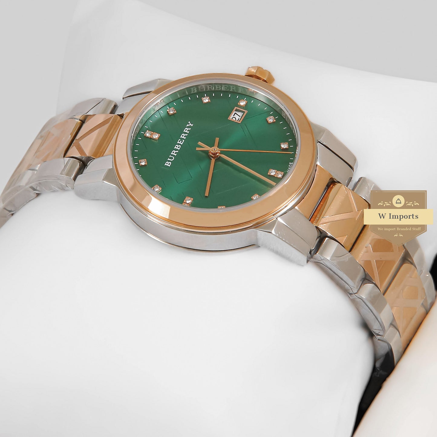 Latest Collection Two Tone Rose Gold With Green Dial Ladies watch