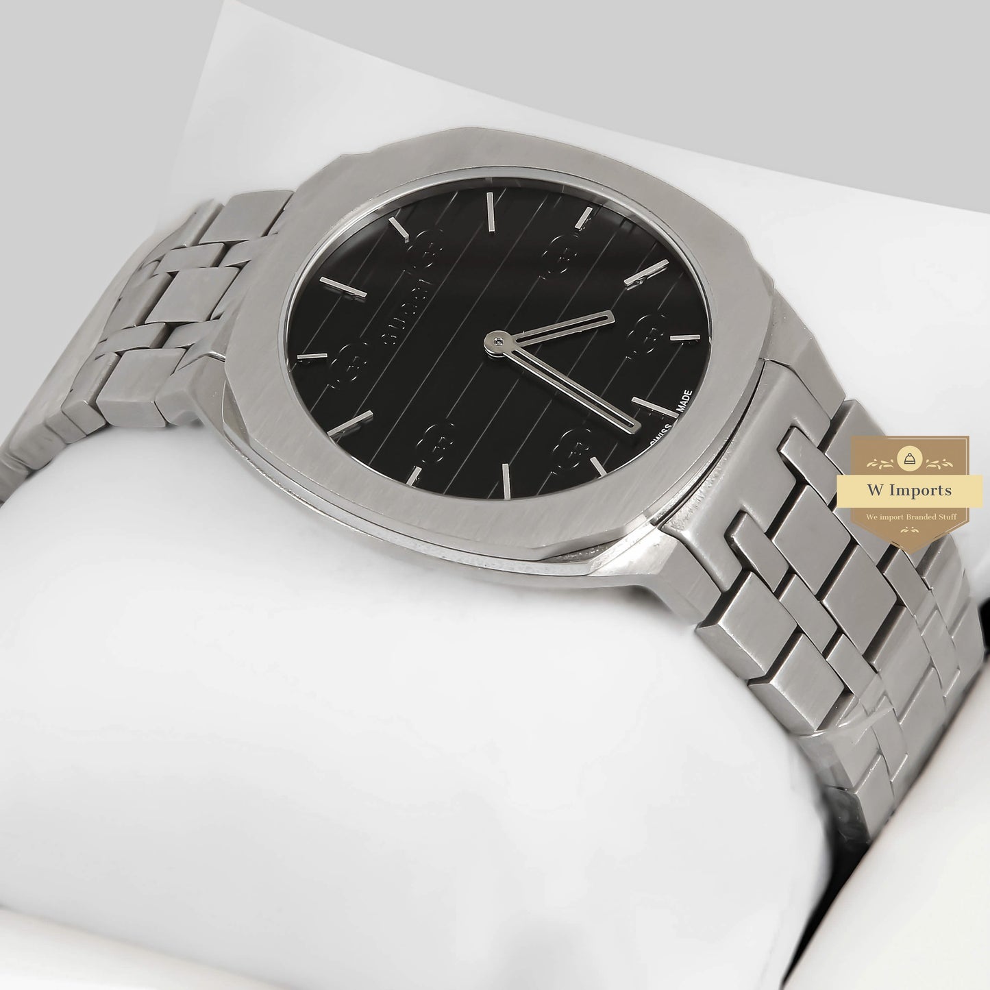 LATEST COLLECTION SILVER WITH BLACK DIAL CHAIN WATCH