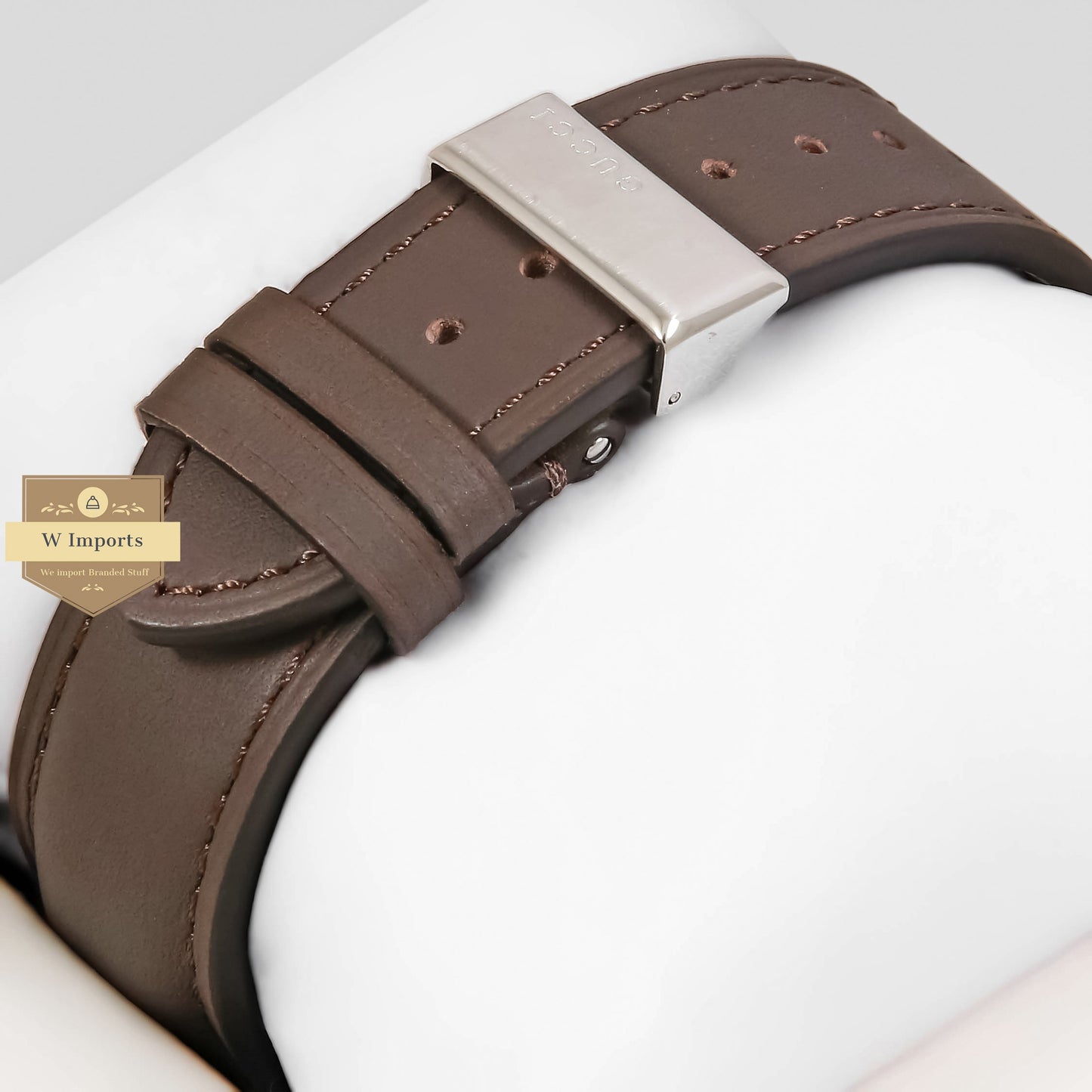 LATEST COLLECTION CHRONOGRAPH SILVER CASE WITH BLACK DIAL & BROWN LEATHER STRAP