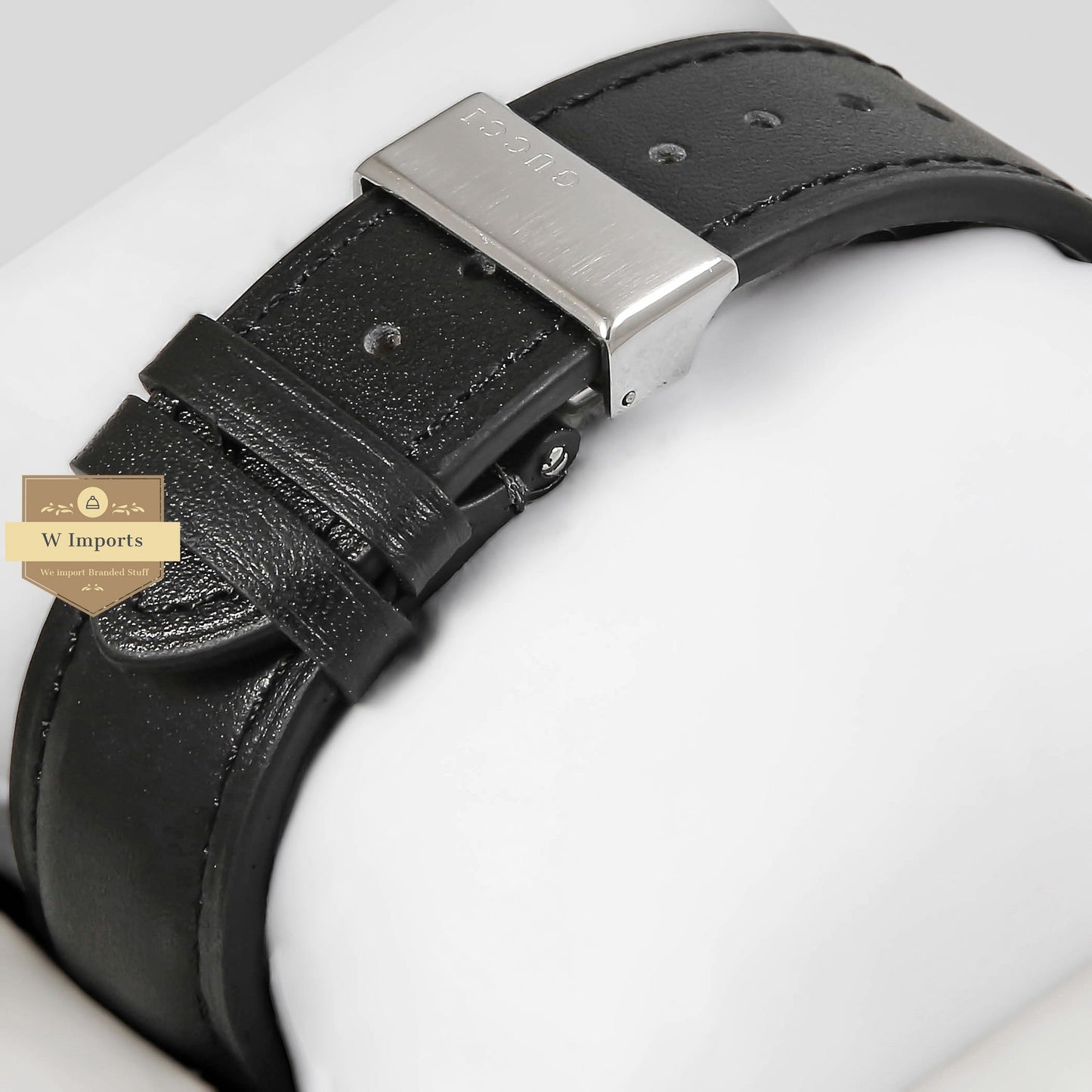 LATEST COLLECTION CHRONOGRAPH SILVER CASE WITH BLACK DIAL & LEATHER STRAP