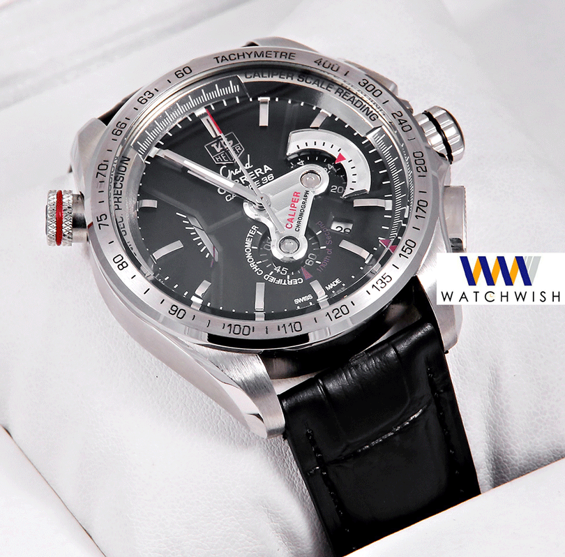 Latest Collection Chronograph Silver With Black Dial & Leather Strap