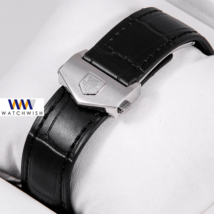 Latest Collection Chronograph Silver With Black Dial & Leather Strap