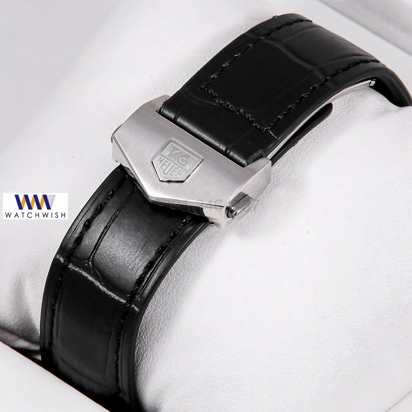 Latest Collection Chronograph Silver With Black Dial & Leather Strap