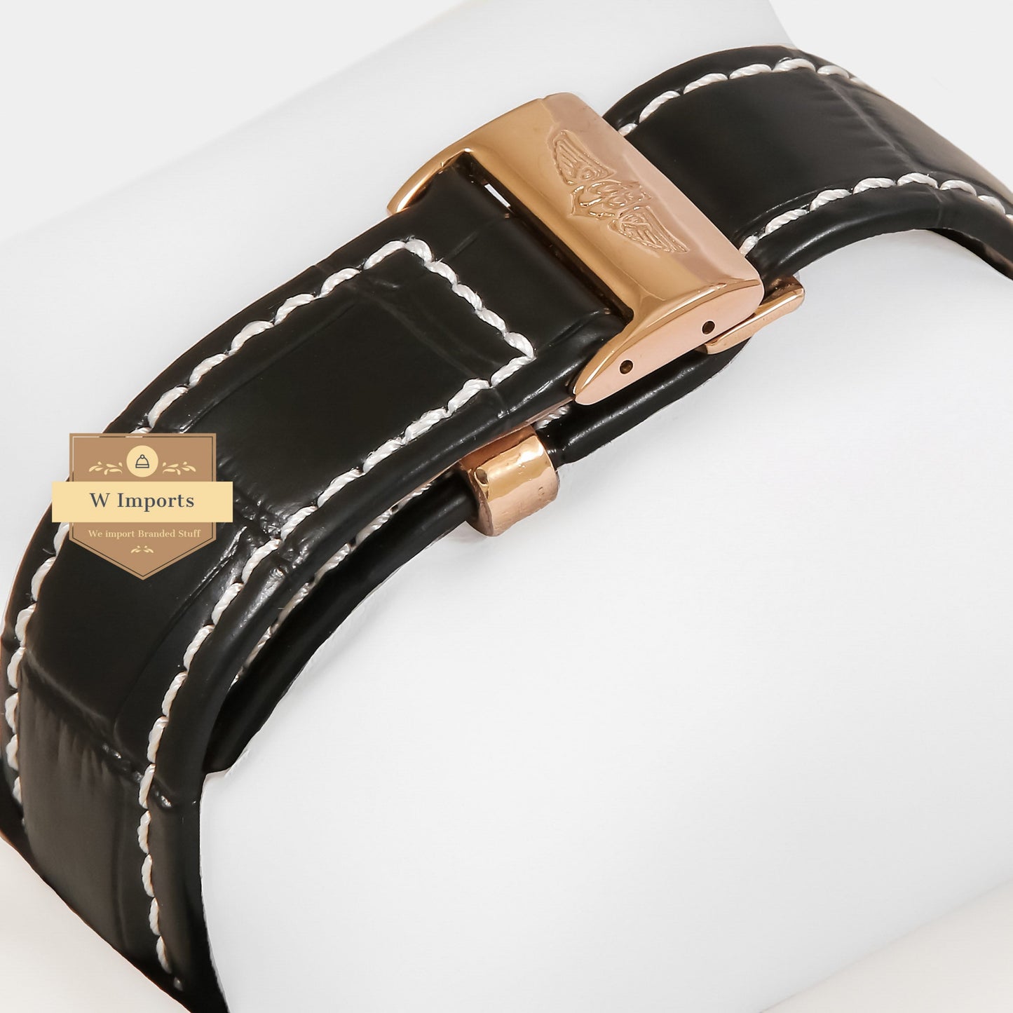 Latest Collection Chronograph Rose Gold Case With Black Dial & Leather Strap Watch