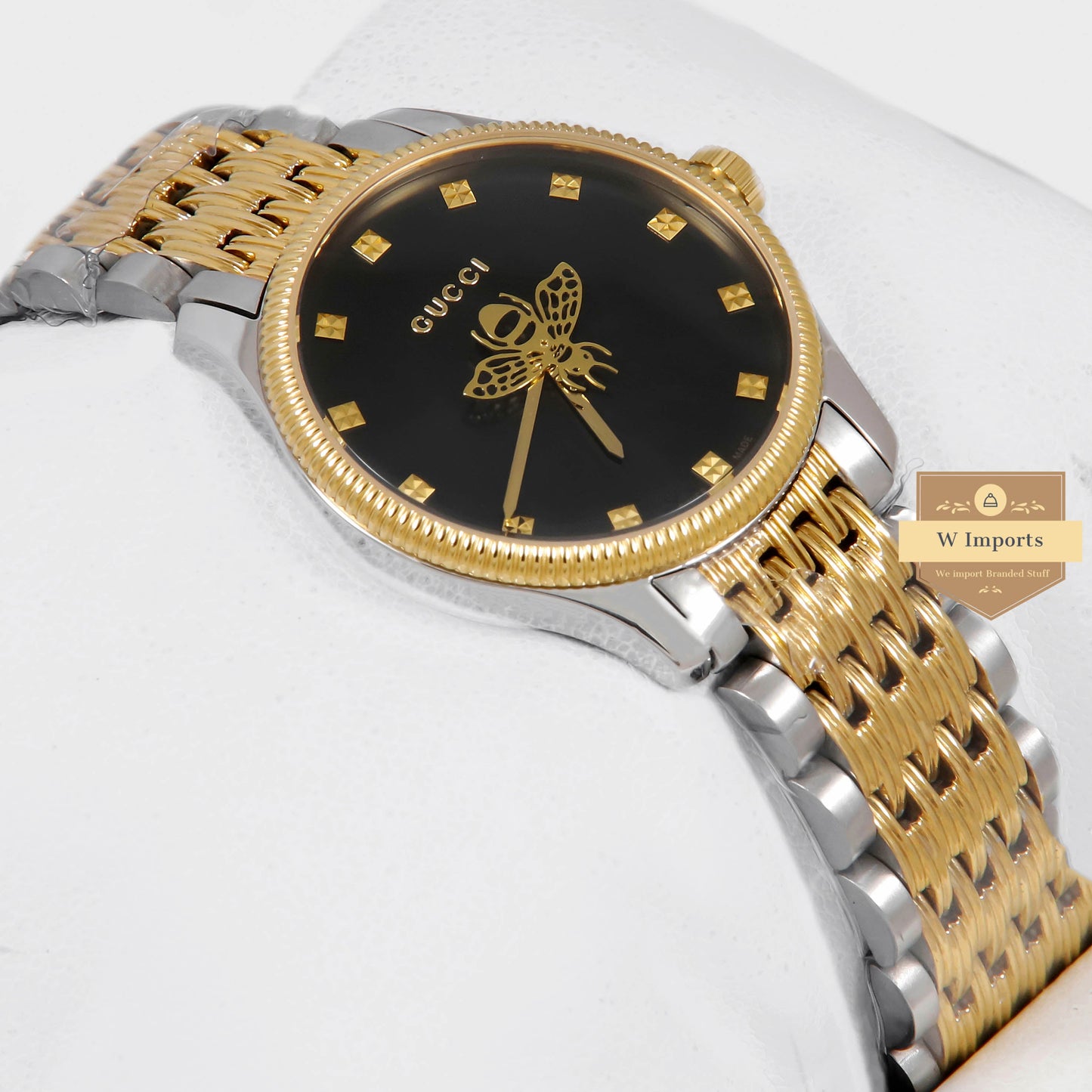 Latest Collection Bee Two Tone Yellow Gold With Black Dial Ladies Watch