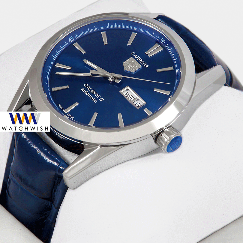 Latest Collection Silver Case With Blue Dial & Leather Strap