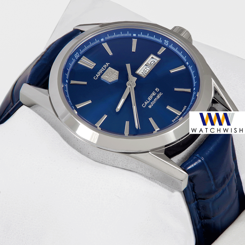 Latest Collection Silver Case With Blue Dial & Leather Strap
