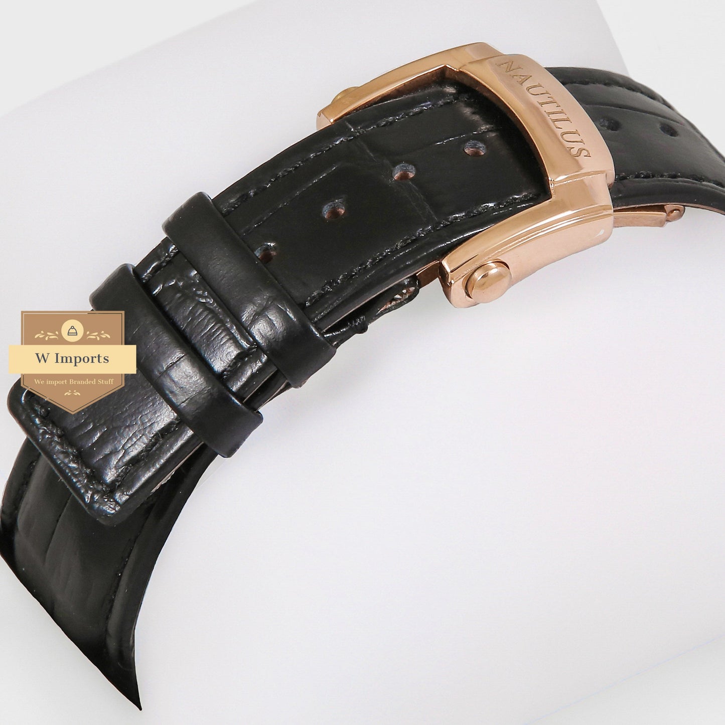 Latest Collection Rose Gold Case With Black Dial & Leather Strap